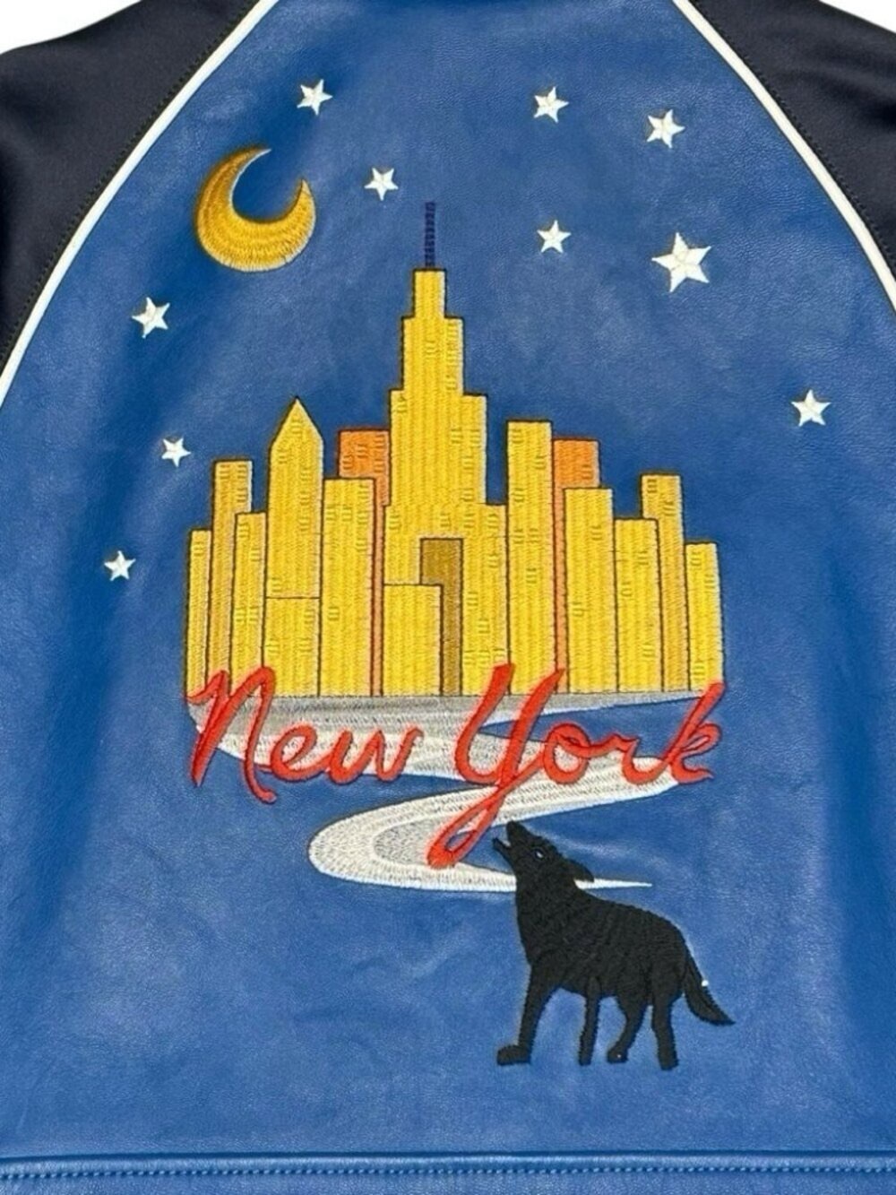 Coach 1941 Cityscape Lamb Leather Jacket Star Sleeve Blue Runway Women’s 2 - Picture 3 of 16